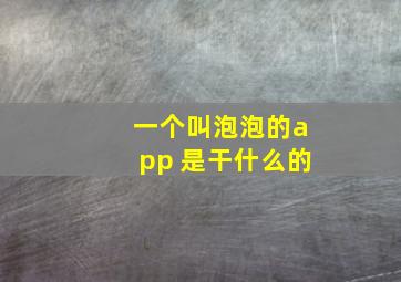 一个叫泡泡的app 是干什么的